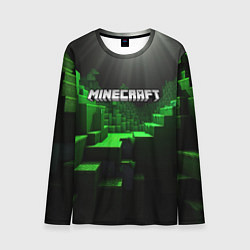 Лонгслив мужской Minecraft logo зеленые яркие плитки, цвет: 3D-принт