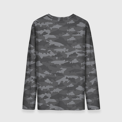 Мужской лонгслив Тёмный камуфляж из рыб / 3D-принт – фото 2