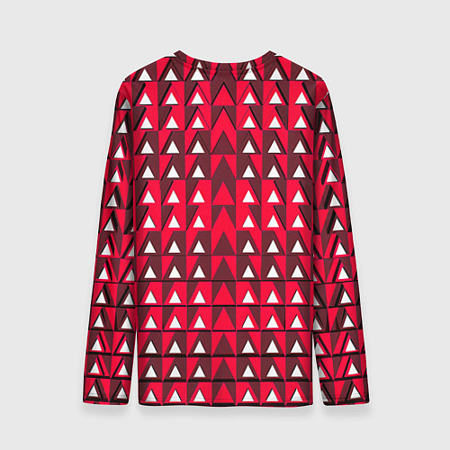 Мужской лонгслив Белые треугольники на красном фоне / 3D-принт – фото 2