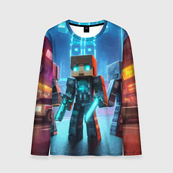Лонгслив мужской Minecraft - ai art neon, цвет: 3D-принт