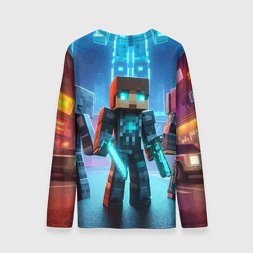 Мужской лонгслив Minecraft - ai art neon / 3D-принт – фото 2