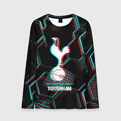 Лонгслив мужской Tottenham FC в стиле glitch на темном фоне, цвет: 3D-принт