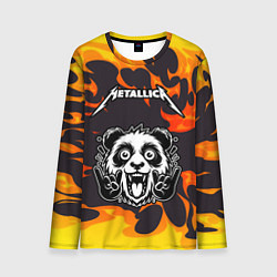 Лонгслив мужской Metallica рок панда и огонь, цвет: 3D-принт