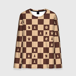 Лонгслив мужской Коричневая шахматная доска, цвет: 3D-принт