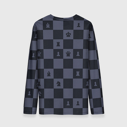 Мужской лонгслив Синяя шахматная доска / 3D-принт – фото 2