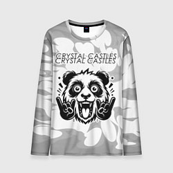 Мужской лонгслив Crystal Castles рок панда на светлом фоне