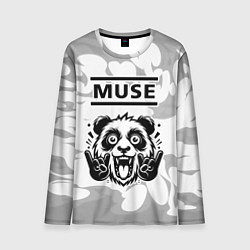 Мужской лонгслив Muse рок панда на светлом фоне