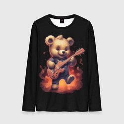 Лонгслив мужской Плюшевый медведь играет на гитаре, цвет: 3D-принт