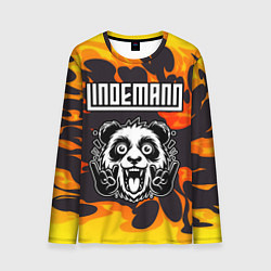 Лонгслив мужской Lindemann рок панда и огонь, цвет: 3D-принт
