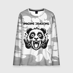 Мужской лонгслив Imagine Dragons рок панда на светлом фоне