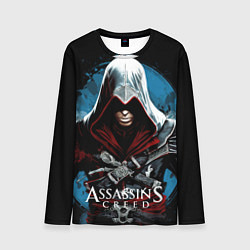 Мужской лонгслив Assassins creed темный синий фон