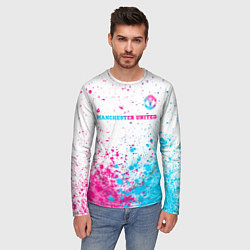 Лонгслив мужской Manchester United neon gradient style посередине, цвет: 3D-принт — фото 2