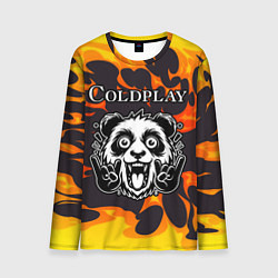 Лонгслив мужской Coldplay рок панда и огонь, цвет: 3D-принт