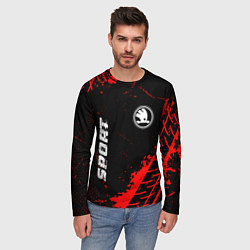 Лонгслив мужской Skoda red sport tires, цвет: 3D-принт — фото 2