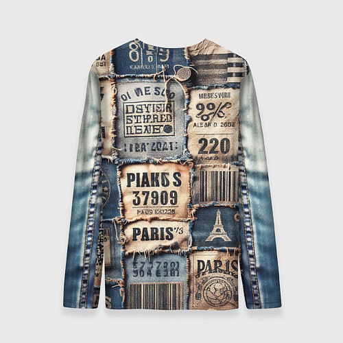 Мужской лонгслив Пэчворк джинсы из Парижа / 3D-принт – фото 2