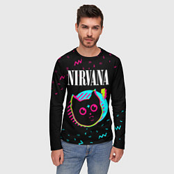 Лонгслив мужской Nirvana - rock star cat, цвет: 3D-принт — фото 2