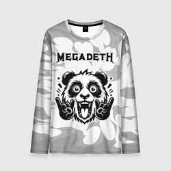 Мужской лонгслив Megadeth рок панда на светлом фоне