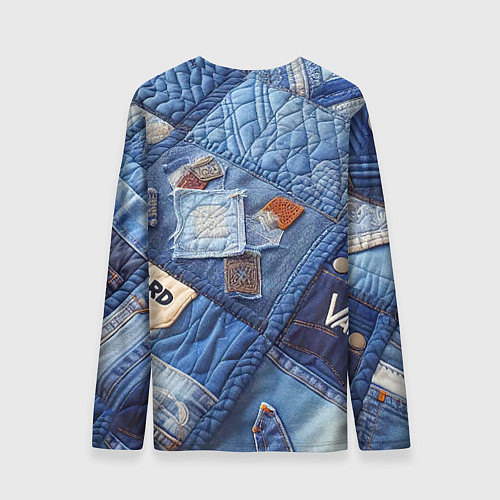 Мужской лонгслив Vanguard jeans patchwork - ai art / 3D-принт – фото 2