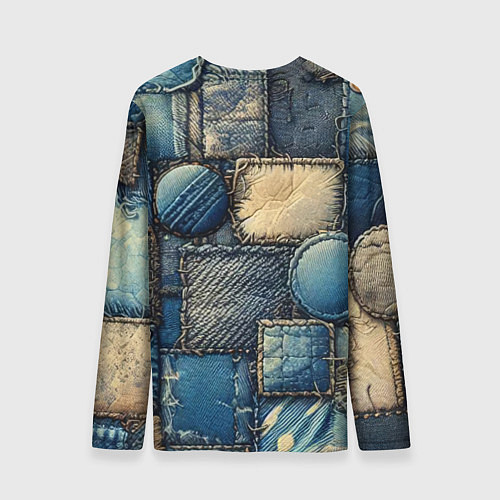 Мужской лонгслив Denim patchwork - ai art / 3D-принт – фото 2