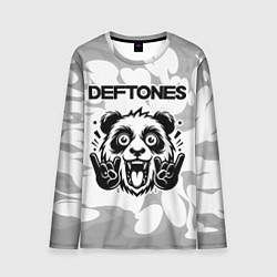 Мужской лонгслив Deftones рок панда на светлом фоне