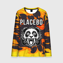 Мужской лонгслив Placebo рок панда и огонь