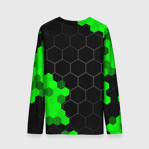 Мужской лонгслив FAW green sport hexagon / 3D-принт – фото 2