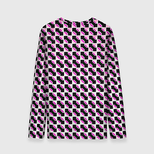 Мужской лонгслив Чёрно-розовые ячейки / 3D-принт – фото 2