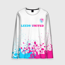 Мужской лонгслив Leeds United neon gradient style посередине