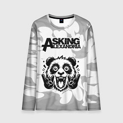 Мужской лонгслив Asking Alexandria рок панда на светлом фоне