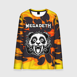 Лонгслив мужской Megadeth рок панда и огонь, цвет: 3D-принт