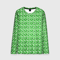 Лонгслив мужской Белые плюсики на зелёном фоне, цвет: 3D-принт