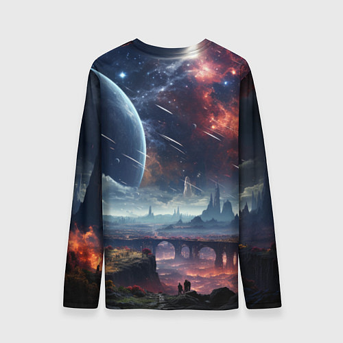 Мужской лонгслив Фантастическая планета внутри космоса / 3D-принт – фото 2