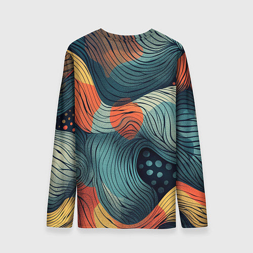 Мужской лонгслив Волны линиями / 3D-принт – фото 2