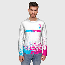 Лонгслив мужской Juventus neon gradient style посередине, цвет: 3D-принт — фото 2