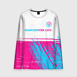 Мужской лонгслив Manchester City neon gradient style посередине