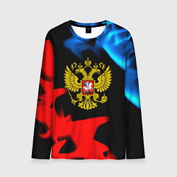 Лонгслив мужской Россия герб огненый стиль, цвет: 3D-принт