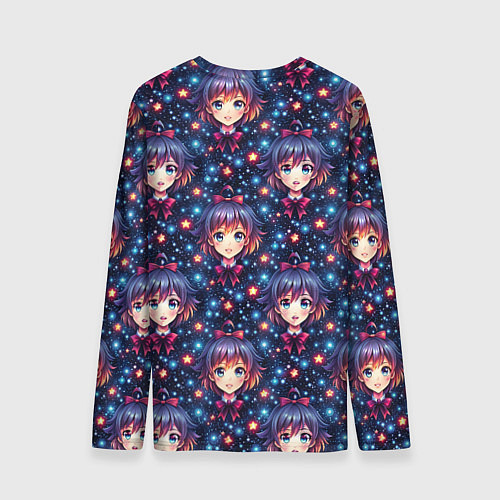 Мужской лонгслив Аниме девочка с бантиком на голове / 3D-принт – фото 2