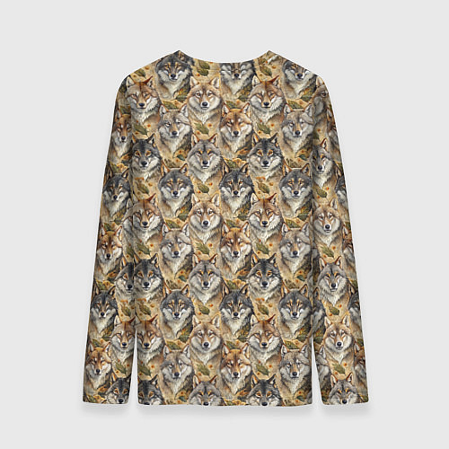 Мужской лонгслив Мотив с мордами волков / 3D-принт – фото 2