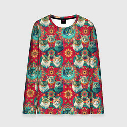 Мужской лонгслив Мандала с кошачьим орнаментом