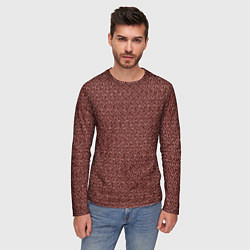 Лонгслив мужской Тёмный красный волнистый текстурированный, цвет: 3D-принт — фото 2