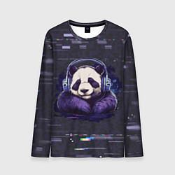 Лонгслив мужской Панда в наушниках слушает музыку, цвет: 3D-принт