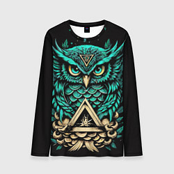 Лонгслив мужской Мудрая сова в скандинавском стиле, цвет: 3D-принт