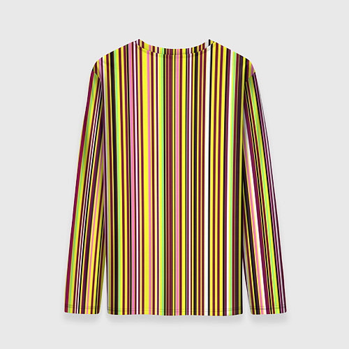 Мужской лонгслив Жёлто-розовый сочетание полосатое / 3D-принт – фото 2