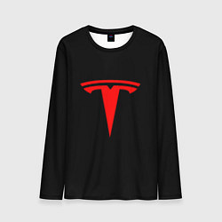 Мужской лонгслив Tesla red logo