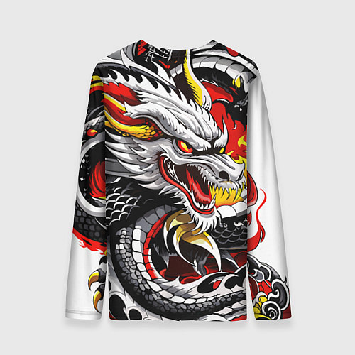 Мужской лонгслив Огнедышащий дракон в японском стиле / 3D-принт – фото 2