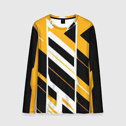 Лонгслив мужской Black and yellow stripes on a white background, цвет: 3D-принт