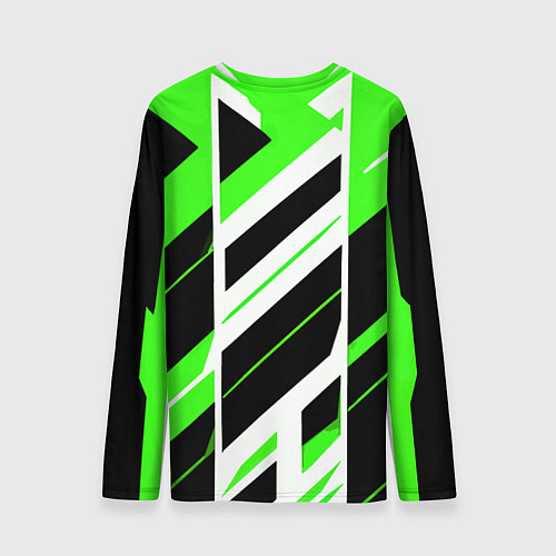 Мужской лонгслив Black and green stripes on a white background / 3D-принт – фото 2