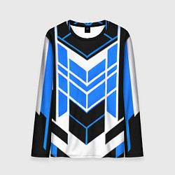 Лонгслив мужской Blue and black stripes on a white background, цвет: 3D-принт