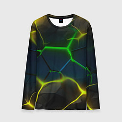 Мужской лонгслив Неоновые яркие зеленые плиты с желтым светом