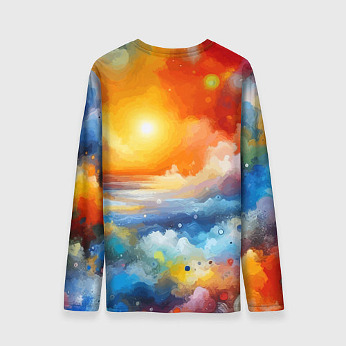 Мужской лонгслив Закат солнца - разноцветные облака / 3D-принт – фото 2